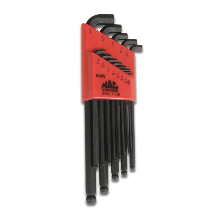 13-PC. SAE Stubby Ball-End Hex L-Key Set - SHKL13SB | Mac Tools