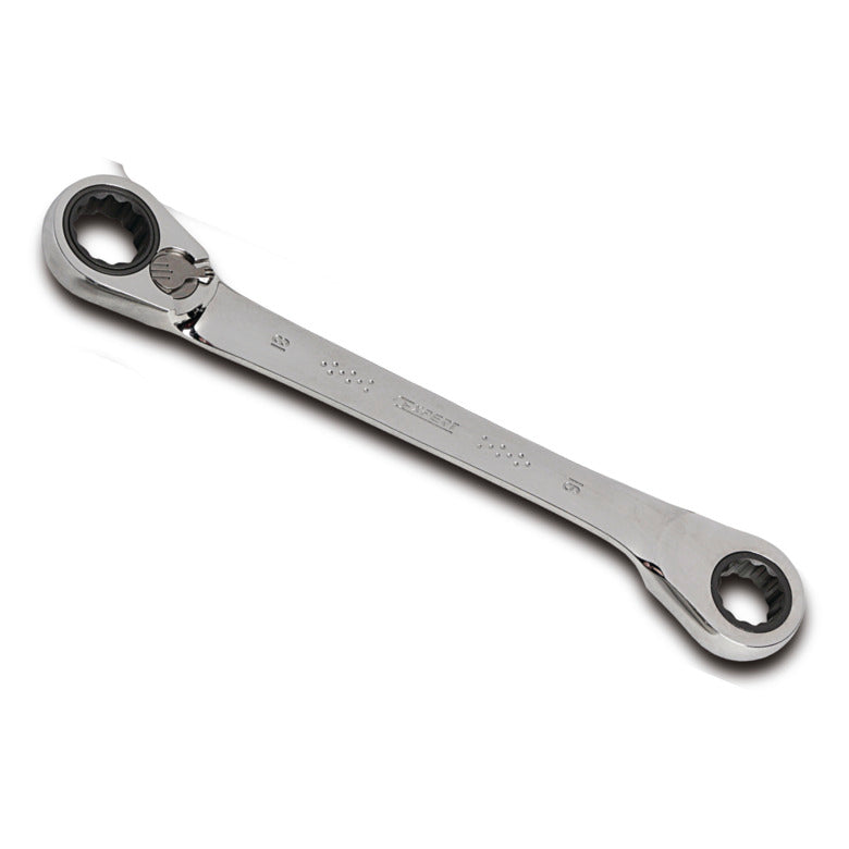 Reversible Ratcheting Double-Box End Wrench 16mm x 18mm - 12-PT