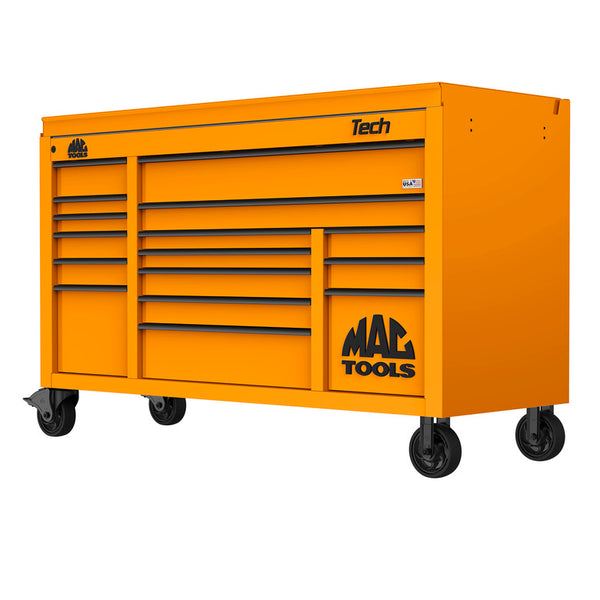 Tech™ Series 16-Drawer Drop Top Workstation - Fireball Orange 